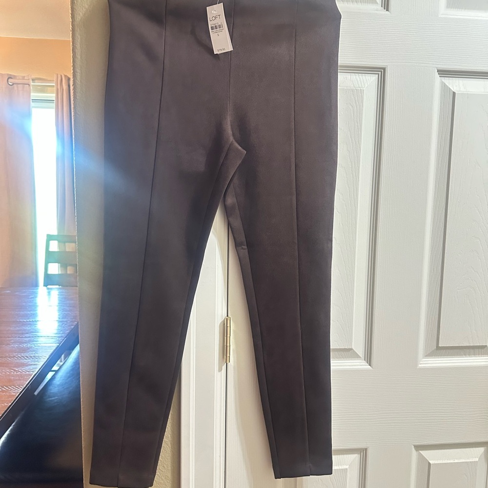 LOFT Chocolate Brown suede legging! NWT